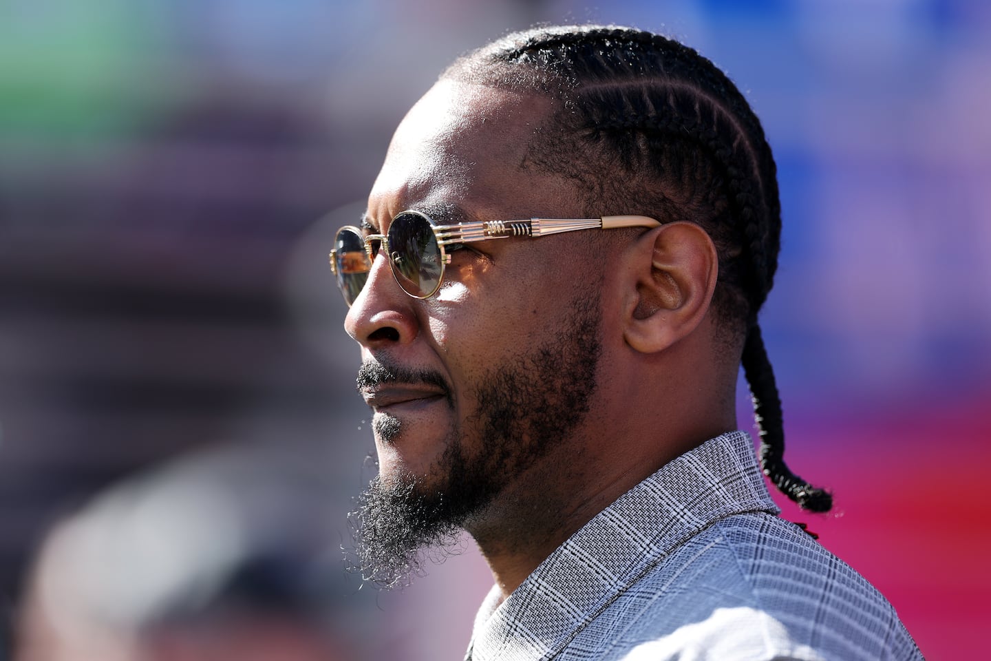 Carmelo Anthony looked on before Super Bowl LX between the Seattle Seahawks and the New England Patriots at Levi's Stadium on Sunday in Santa Clara, Calif.