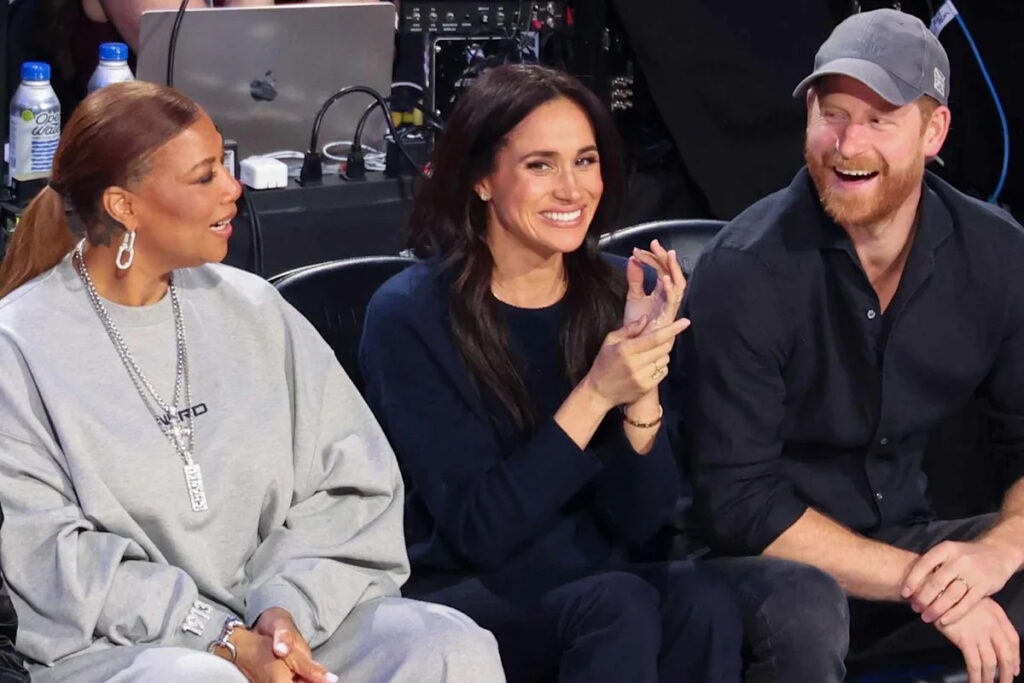 Meghan Markle and Prince Harry Sit Courtside Next to Hollywood 'Queen,' Queen Latifah, at NBA All-Star Game