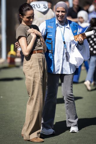 Duchess of Sussex during a visit to the QuestScope Youth Center at the Za'atari refugee campCredit: Aaron Chown/PA Images via Getty