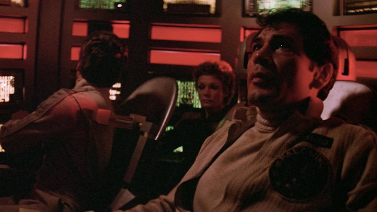 Screenshot from the 1979 sci-fi movie "The Black Hole"