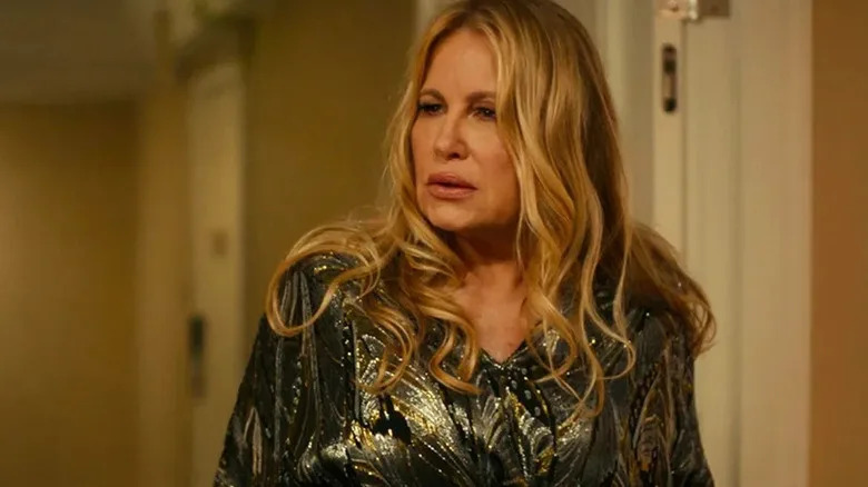 Jennifer Coolidge as Tanya in The White Lotus, looking on