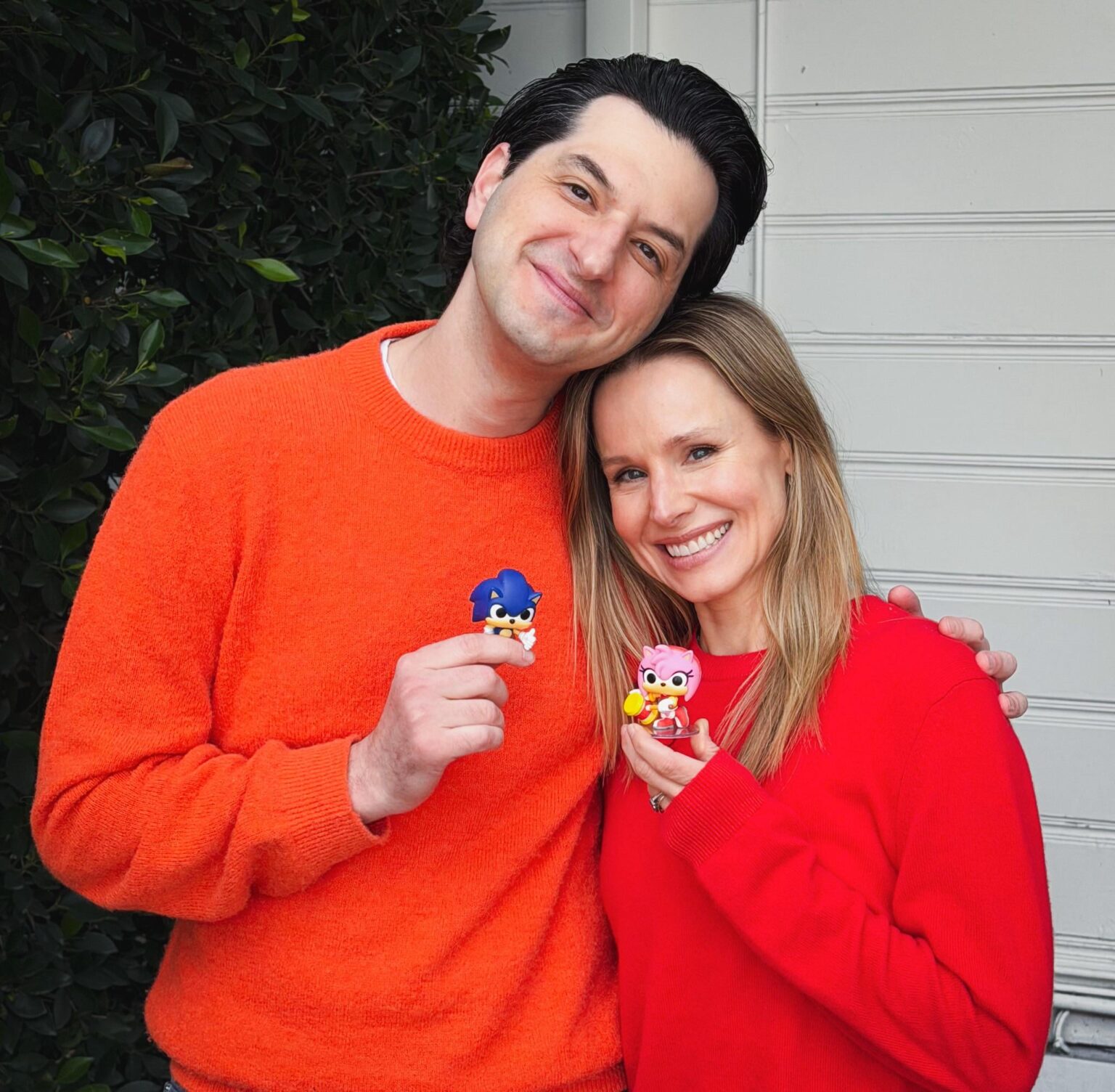 Ben Schwartz shares a celebratory picture with Kristen Bell after it was announced Bell will join the ‘Sonic the Hedgehog’ movie franchise as the voice of Amy Rose
