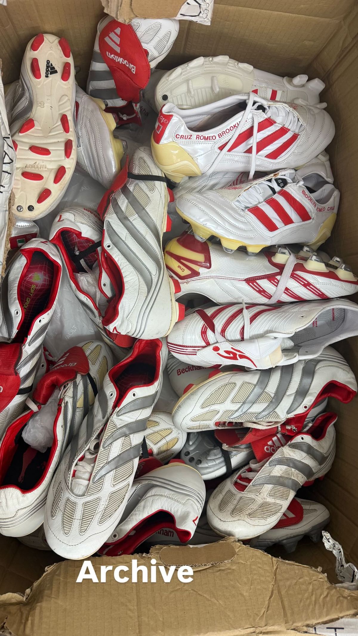 David Beckham shared snaps of his old football boots with Brooklyn's name on 
