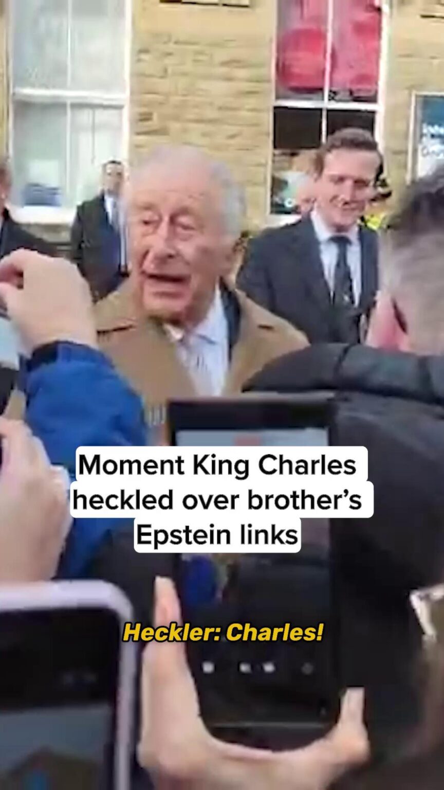 King Charles was heckled over his brother's connections to Jeffrey Epstein
during a visit to Lancashire this morning. The man shouted 'how long have you known about Andrew and Epstein?' before being booed by the crowds. #manchestereveningnews #kingcharles #royalfamily