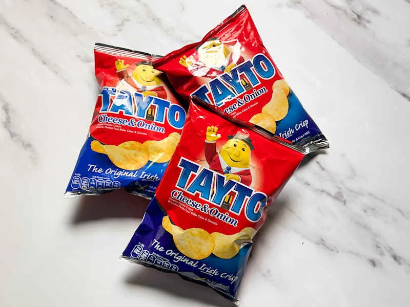 Tayto Cheese and Onion flavour crisps from Ireland
