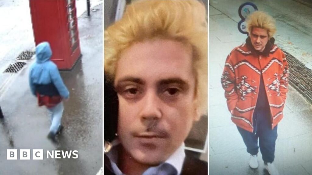 Body found in search for man last seen in Boscastle Three photos, the first of a man from the back walking with a blue hood up. The second photo is a close up of Key's face, he has blond hair. The third is him walking with a red patterned jacket on and blond hair.