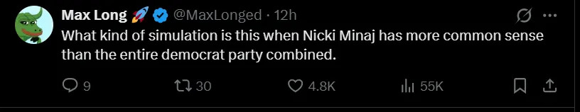 Screenshot from Nicki Minaj's post/X