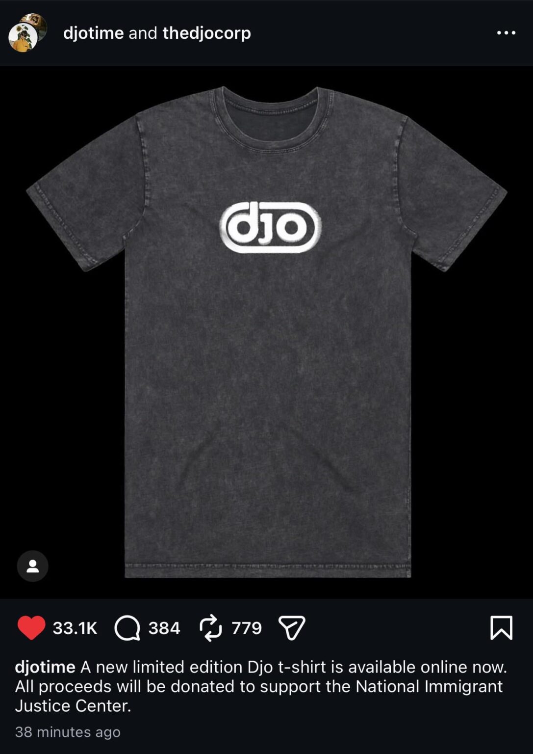 Djo releases limited time merch with all proceeds going to The National Immigrant Justice Center