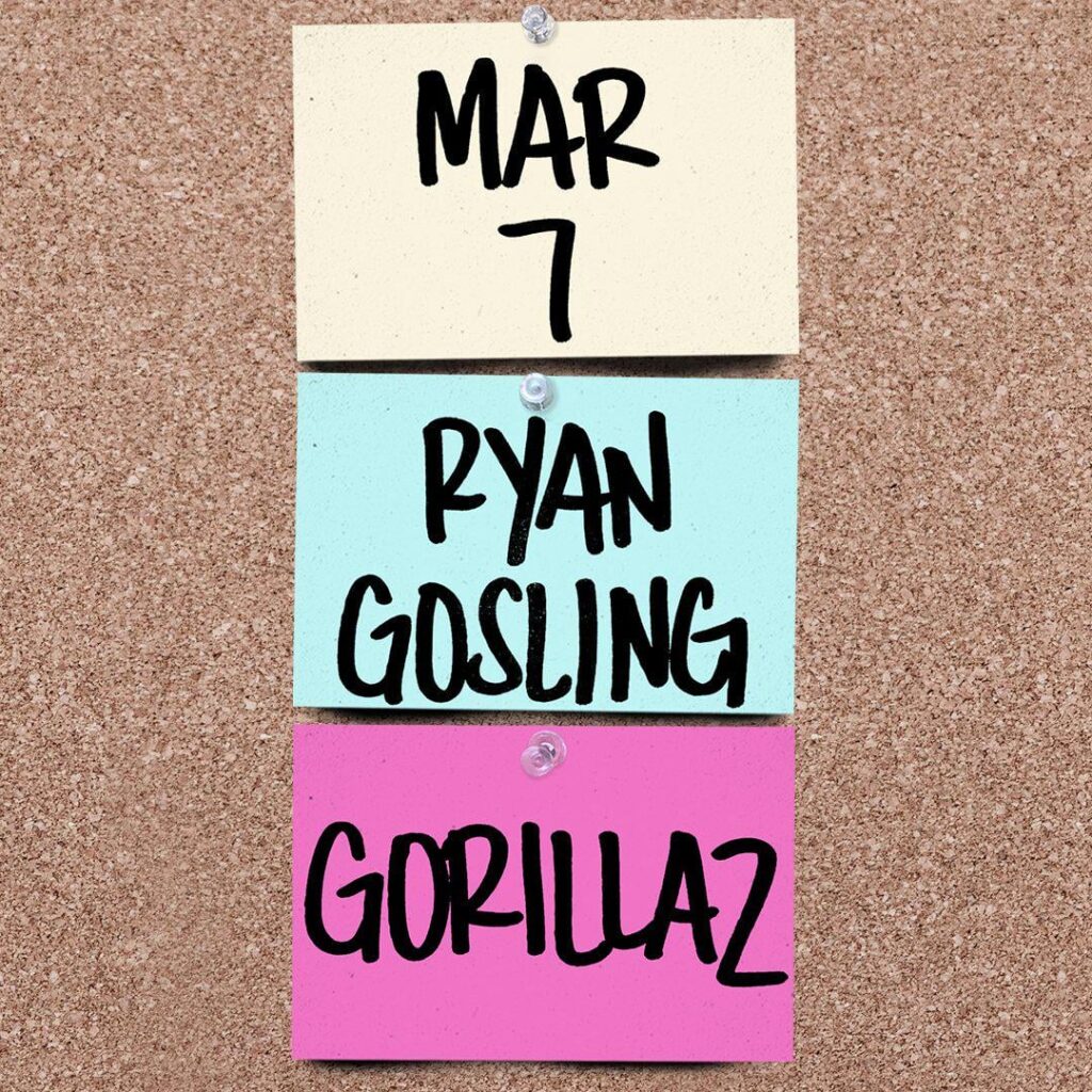 Ryan Gosling to host Saturday Night Live on March 7 with musical guest Gorillaz