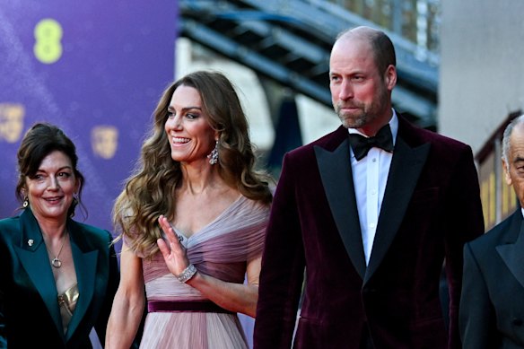 Everything’s fine, really: Prince William and Princess Catherine put on a brave face at the BAFTA awards on Sunday.