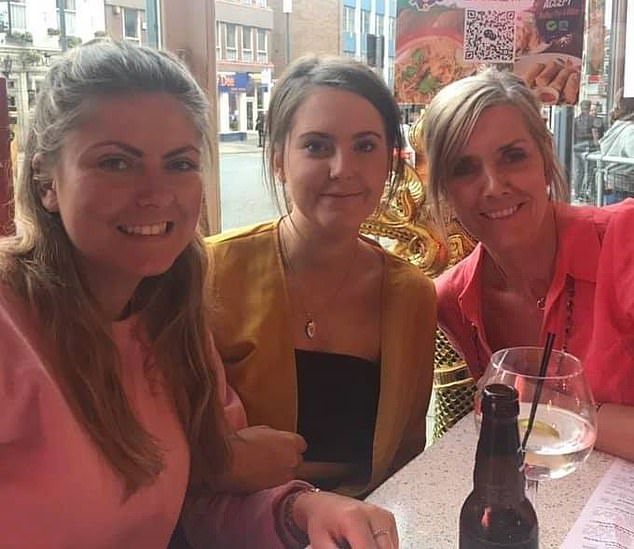 Eleanor (centre) pictured with sister Sophie (left) and mother Sarah (right), who sent sexual images of the mistress to her daughter. Eleanor then used the photos to create a profile on a sex-for-sale site