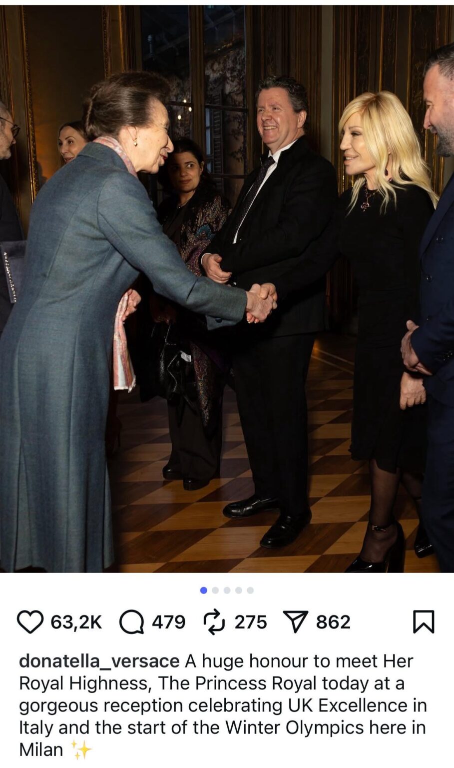 Donatella Versace gushes over meeting Princess Anne