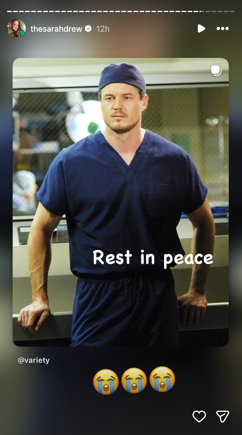 A person in medical scrubs with text overlay expressing condolences.