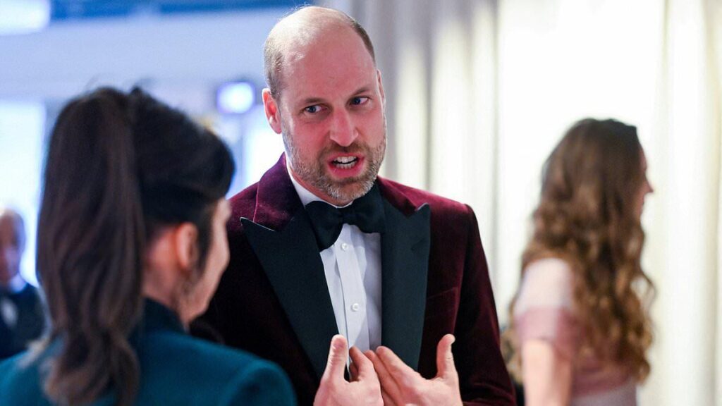 William says he's 'not in a calm state' as he appears at the Baftas