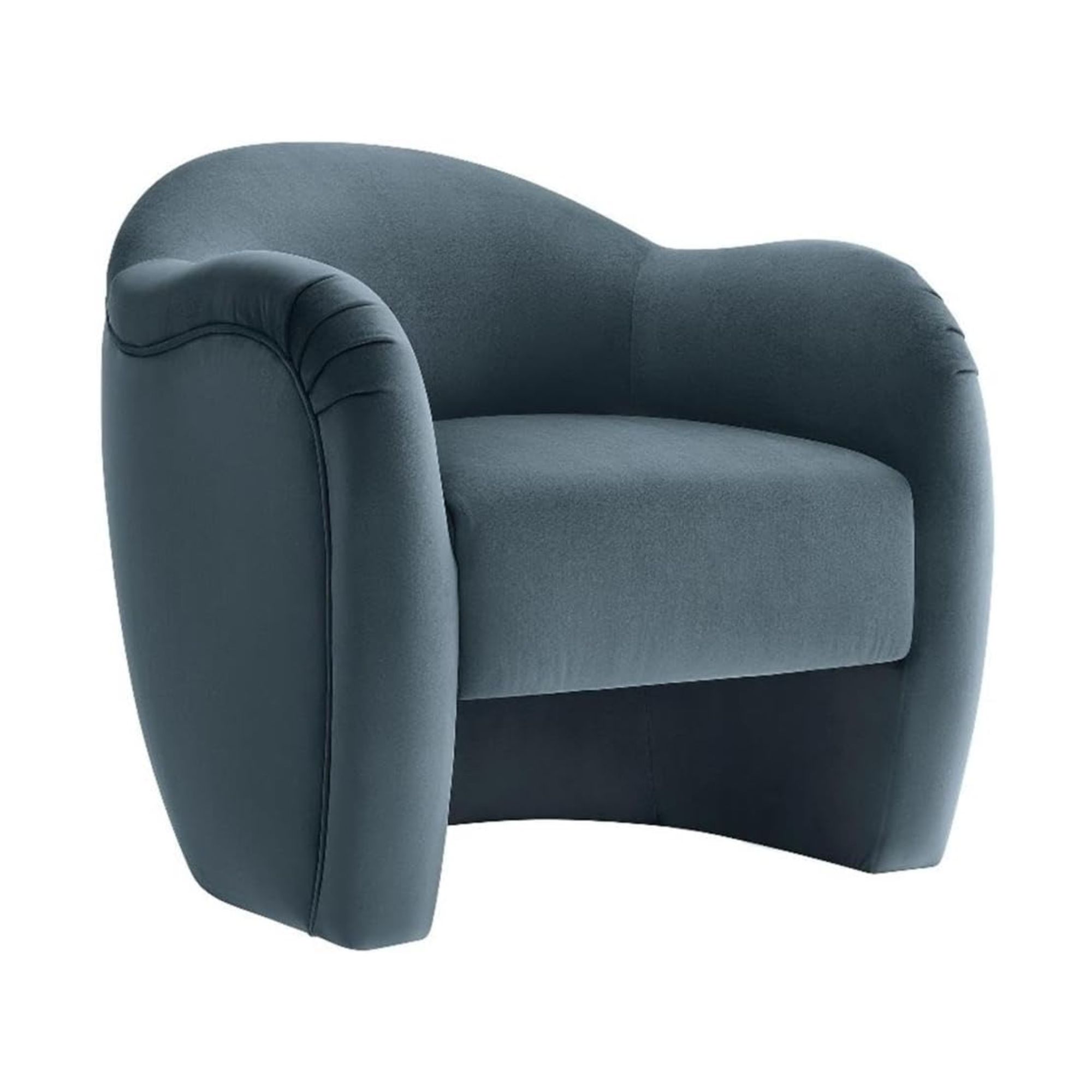 Curved blue velvet dining chair