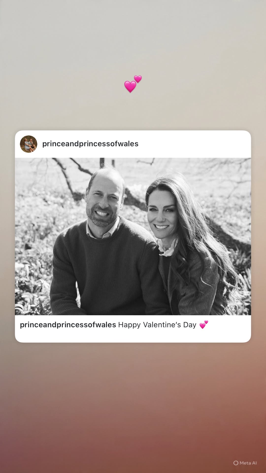A rare snap of Prince William and Kate Middleton is shared by the Royal Family on Valentine's Day 2026