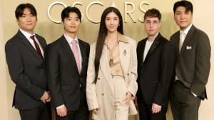 KPop Demon Hunters team: Hee Dong Nam, Yu Han Lee, Ejae, Mark Sonnenblick and Joong Gyu Kwak attend the 98th Oscar Nominees Luncheon Feb. 10.