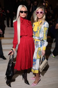 MILAN, ITALY - FEBRUARY 27: Paris Hilton and Nicky Hilton attend the Gucci FW26 Fashion Show at Palazzo Delle Scintille on February 27, 2026 in Milan, Italy. (Photo by Daniele Venturelli/Getty Images for Gucci)