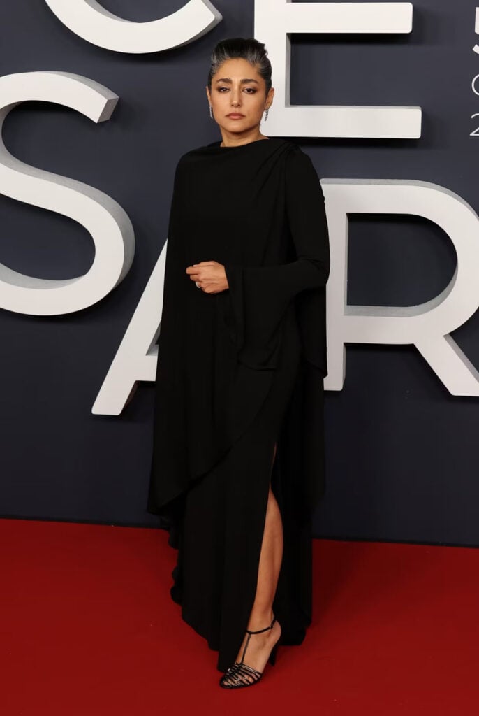 Golshifteh Farahani César Awards 2026, Celine custom gown, Golshifteh Farahani red carpet, Celine black gown 2026, César Awards 2026 fashion