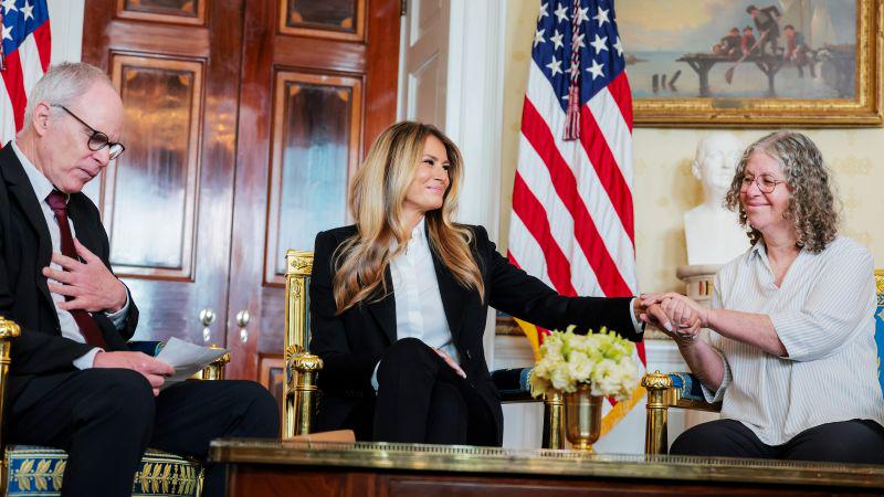 Melania Trump referenced her documentary at a White House event with former hostages. She says it’s ‘not promotion’