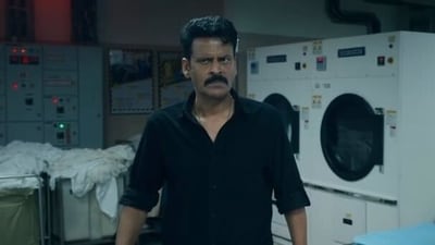 Manoj Bajpayee's still from his upcoming film Ghooskhor Pandat.