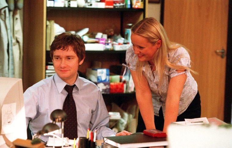 Television Programmes: The Office - Series 2... Picture Shows: Tim (Martin Freeman) & Dawn (Lucy Davis)... TX: BBC TWO TBC In this secondseries of The Office we follow the day to day activities of David Brent and his staff. WARNING: This copyright image may be used only to publicise current BBC programmes or other BBC output. Any other use whatsoever without specific prior approval from the BBC may result in legal action....BBC TWO Unmanipulated picture TBA