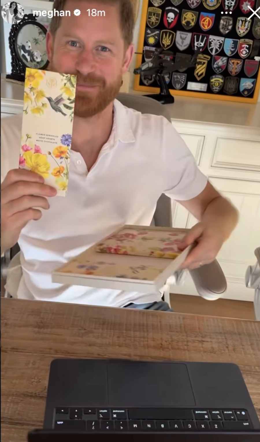 Meghan Markle shares video footage of Prince Harry in his home office