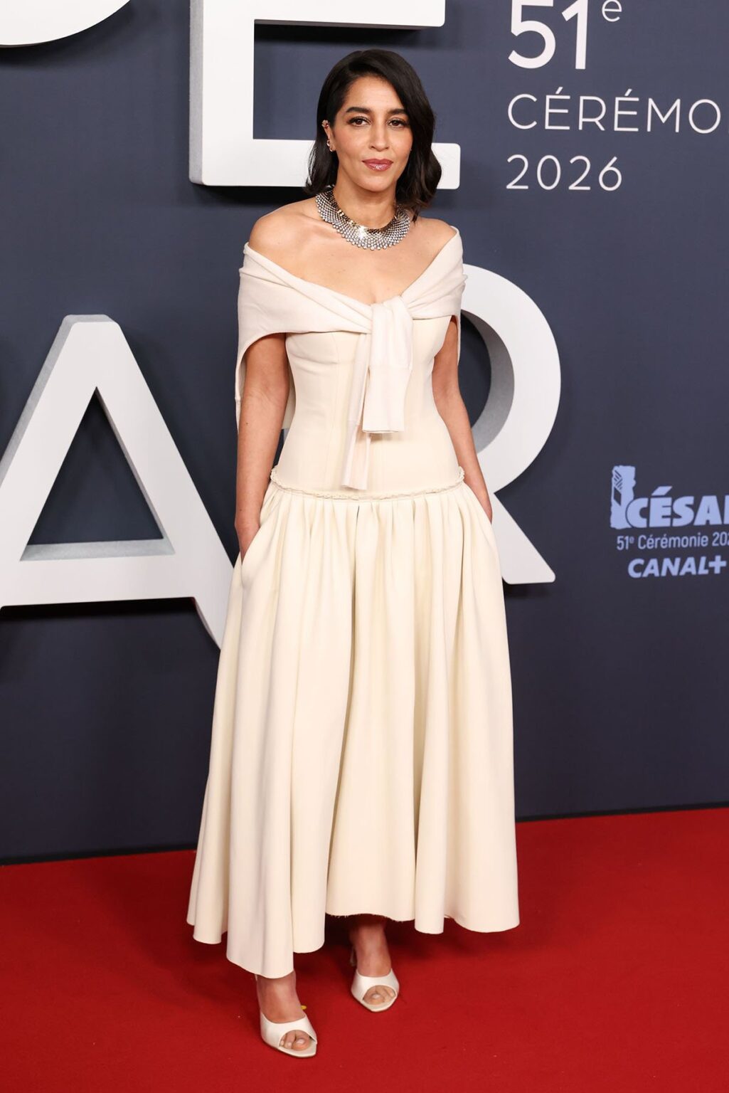 Leïla Bekhti César Awards 2026, Leïla Bekhti AMI dress, AMI red carpet, César Awards red carpet fashion, Chaumet jewellery César Awards, French Oscars fashion 2026