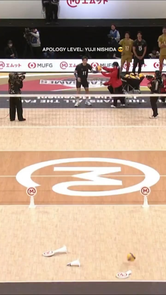 Japanese volleyball player Yuji Nishida is going viral for his sliding dogeza after he accidentally hit a judge with a serve at the SV League Volleyball All-Star game.