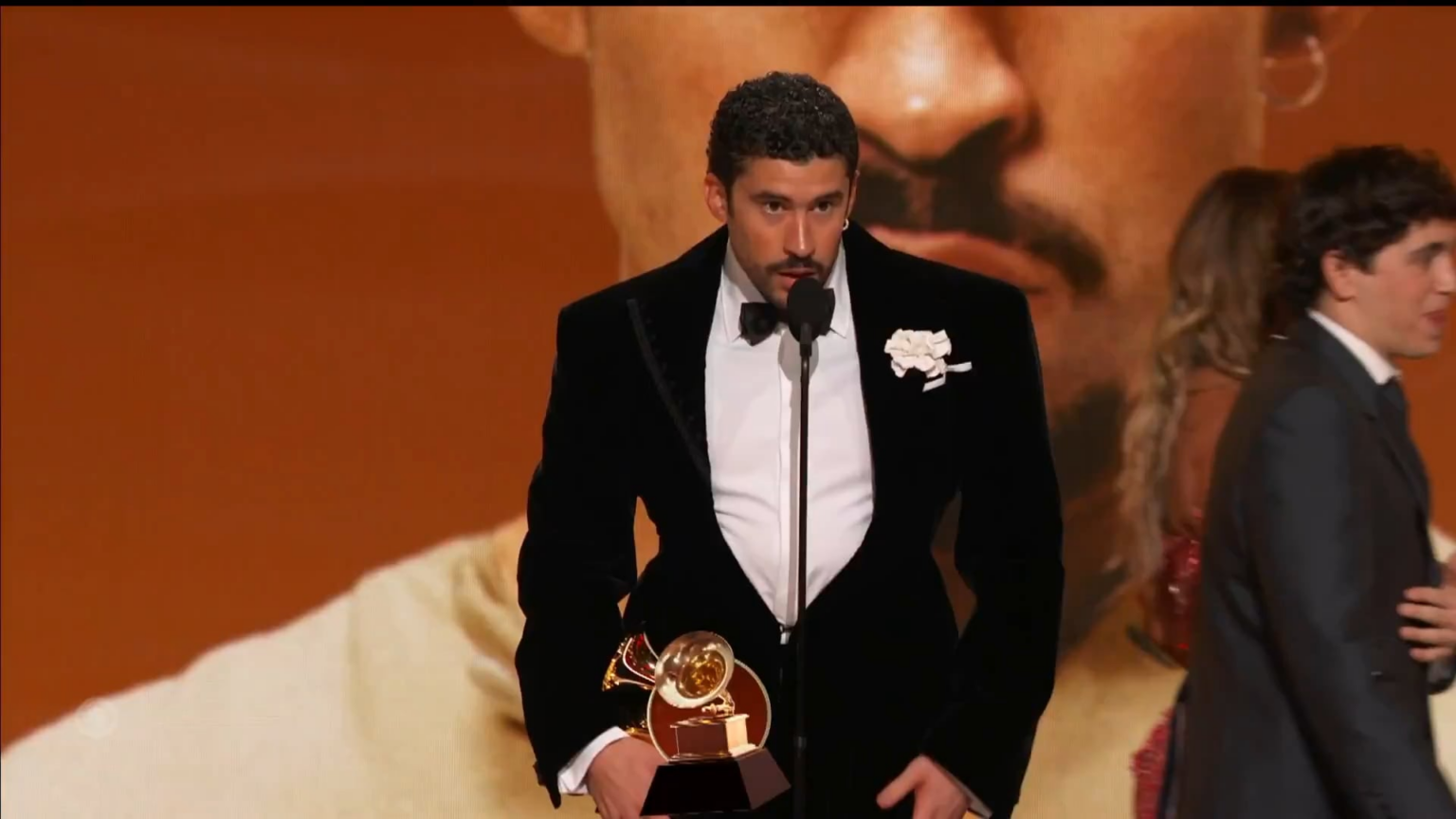 Bad Bunny accepts the GRAMMY for Best Música Urbana Album: “Before I say thanks to God, I’m going to say, ICE out. We’re not savages, we’re not animals, we’re not aliens, we are humans & we are Americans.”
