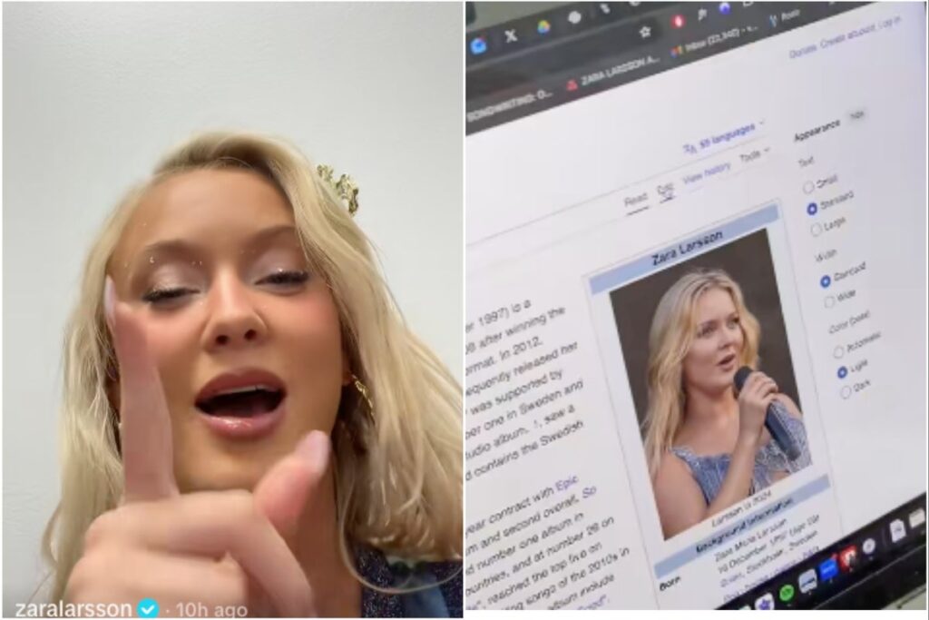 Zara Larsson begs fans to stop changing her Wikipedia photo Zara Larsson begs fans to stop changing her Wikipedia photo