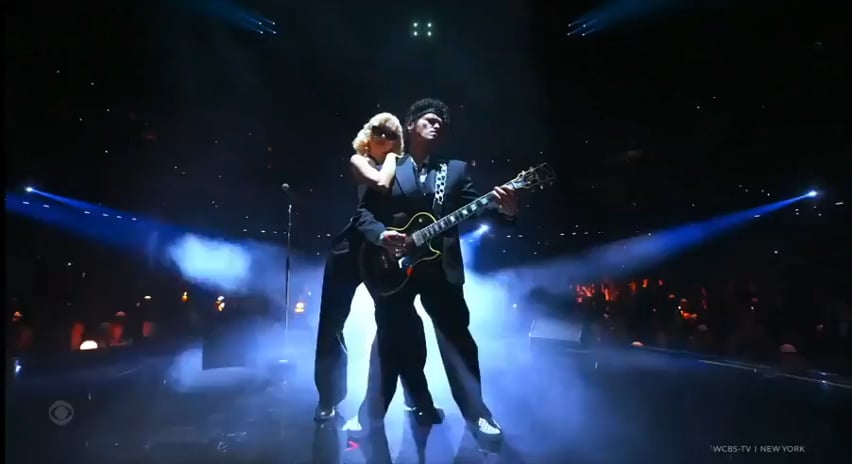 Rosé and Bruno Mars performing “APT” at the 2026 Grammy Awards