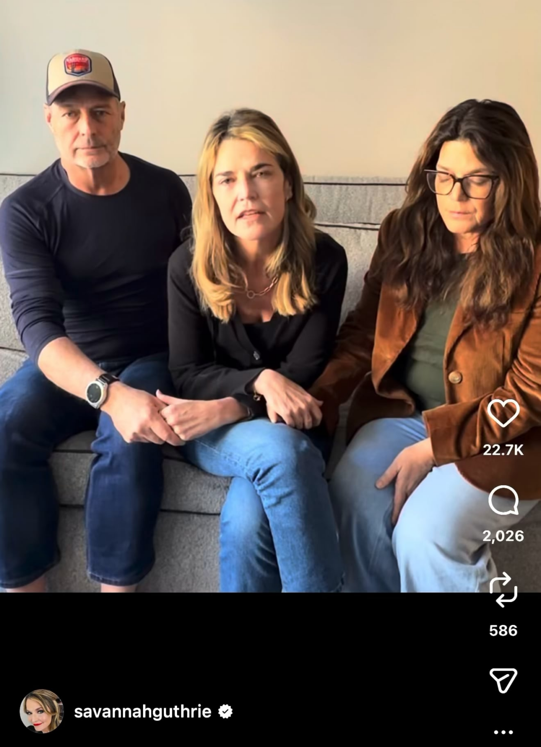 Savannah Guthrie just posted a new video about paying a ransom