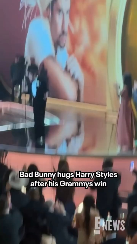 An emotional Bad Bunny hugs Harry Styles after he won Album of the Year at the 2026 Grammys