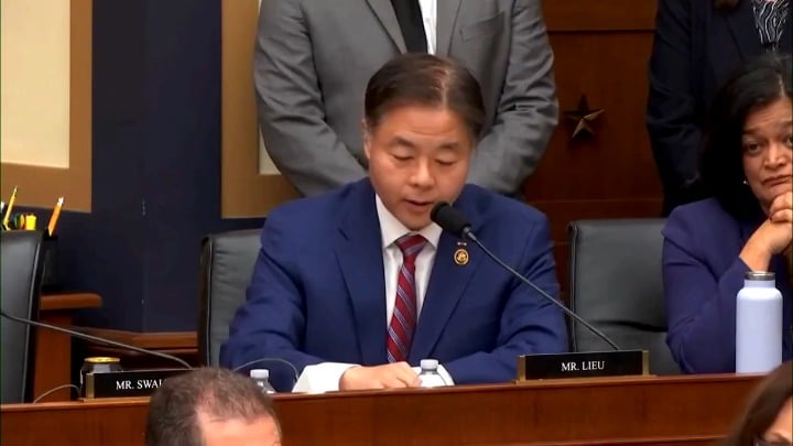 Rep. Ted Lieu played Pam Bondi video of Trump partying with Epstein and asked if underage girls were present. Bondi snapped: This is ridiculous. There’s no evidence Trump committed a crime. Lieu fired back: I believe you just lied under oath