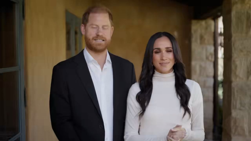 Prince Harry and Meghan presenting the NAACP-Archewell Digital Civil Rights Award to this year’s honoree, Dr. Mary Anne Franks