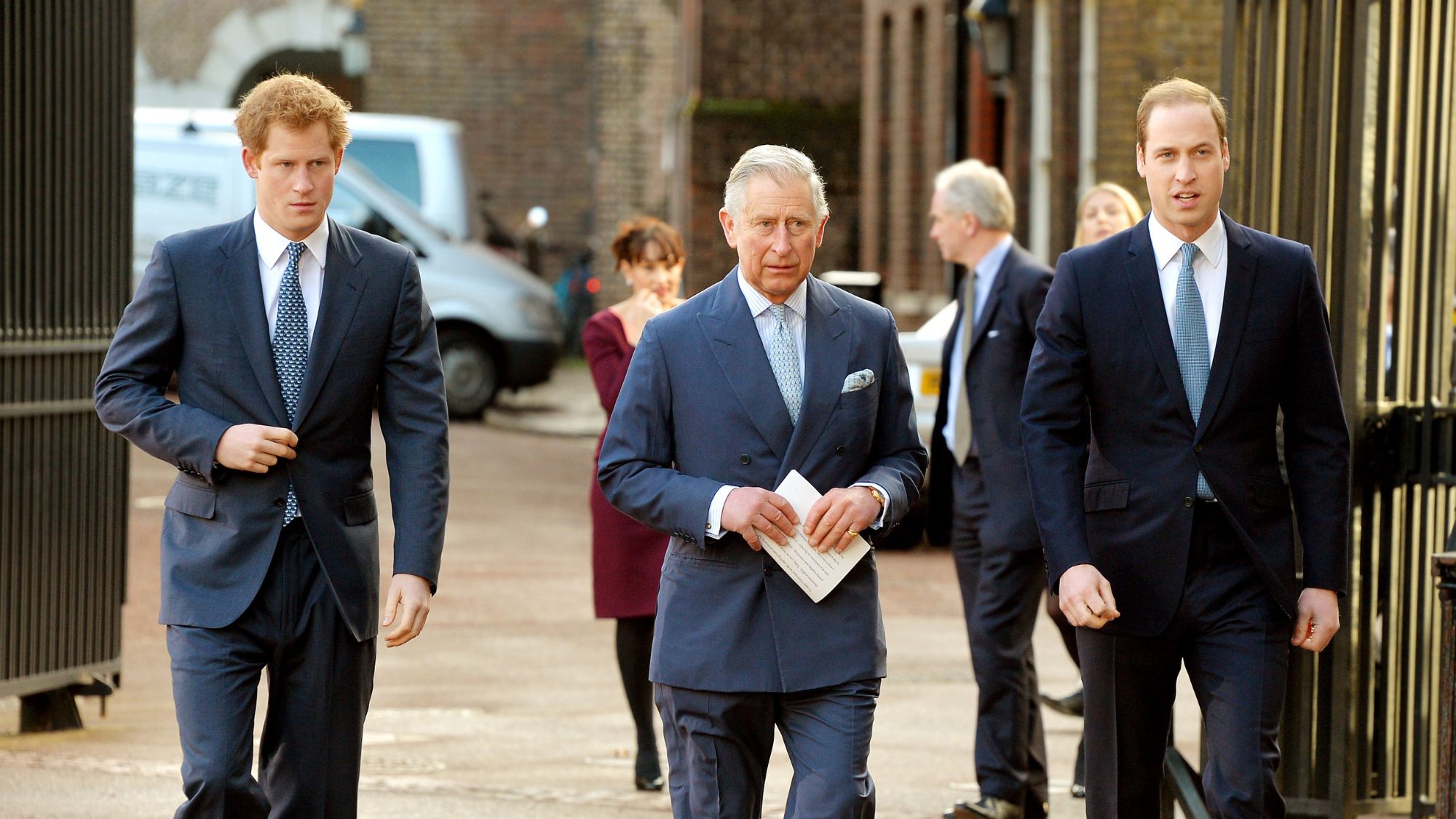 Prince Harry, Prince Charles and Prince William attend the Illegal Wildlife Trade Conference in 2014