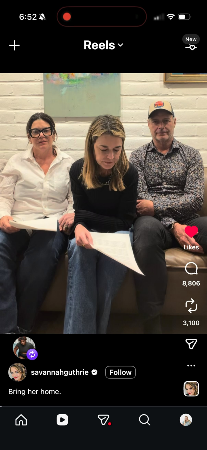 Savannah Guthrie Posts a Video Pleading with Those Who Abducted Her Mom, Nancy Guthrie, to Make Contact