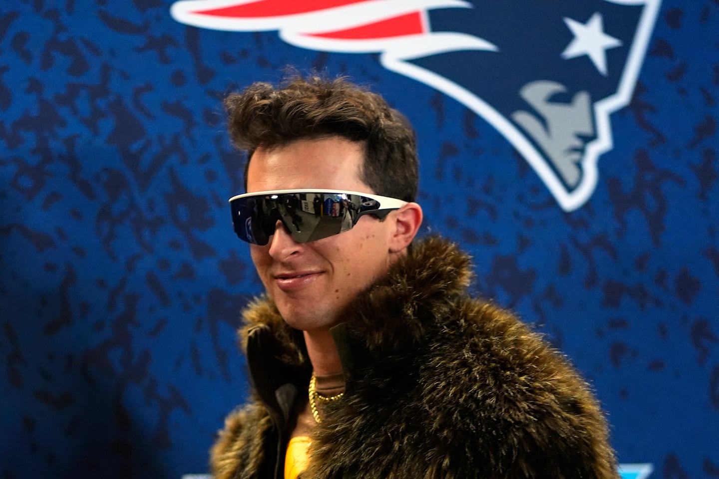 New England Patriots quarterback Tommy DeVito arrived at the stadium for the NFL Super Bowl 60 football game against the Seattle Seahawks, Sunday in Santa Clara, Calif. 