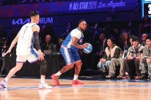 Mustard at The 2026 Ruffles NBA All-Star Celebrity Game held at the Kia Forum on February 13, 2026 in Inglewood, California.