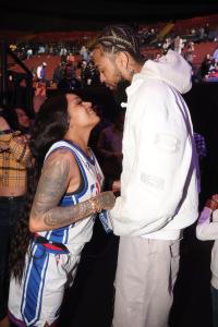 GloRilla and Brandon Ingram at The 2026 Ruffles NBA All-Star Celebrity Game held at the Kia Forum on February 13, 2026 in Inglewood, California.