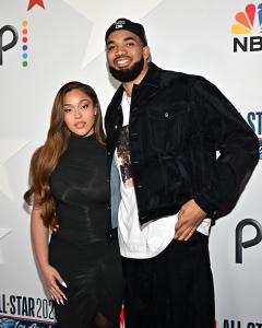 Jordyn Woods and Karl-Anthony Towns at the Los Angeles Clippers & Comcast NBCUniversal’s NBA All-Star Legendary Tip-Off Celebration held at LACMA on February 13, 2026 in Los Angeles, California.
