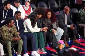 Sterling K. Brown, Michael Lockwood, Lisa Leslie and Jennifer Hudson at The 2026 NBA All-Star Game held at the Intuit Dome on February 15, 2026 in Los Angeles, California.