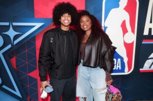 David Daniel Otunga Jr. and Jennifer Hudson at The 2026 NBA All-Star Game held at the Intuit Dome on February 15, 2026 in Los Angeles, California.