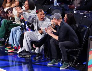 Queen Latifah, Prince Harry Duke of Sussex and Meghan Duchess of Sussex at The 2026 NBA All-Star Game held at the Intuit Dome on February 15, 2026 in Los Angeles, California.
