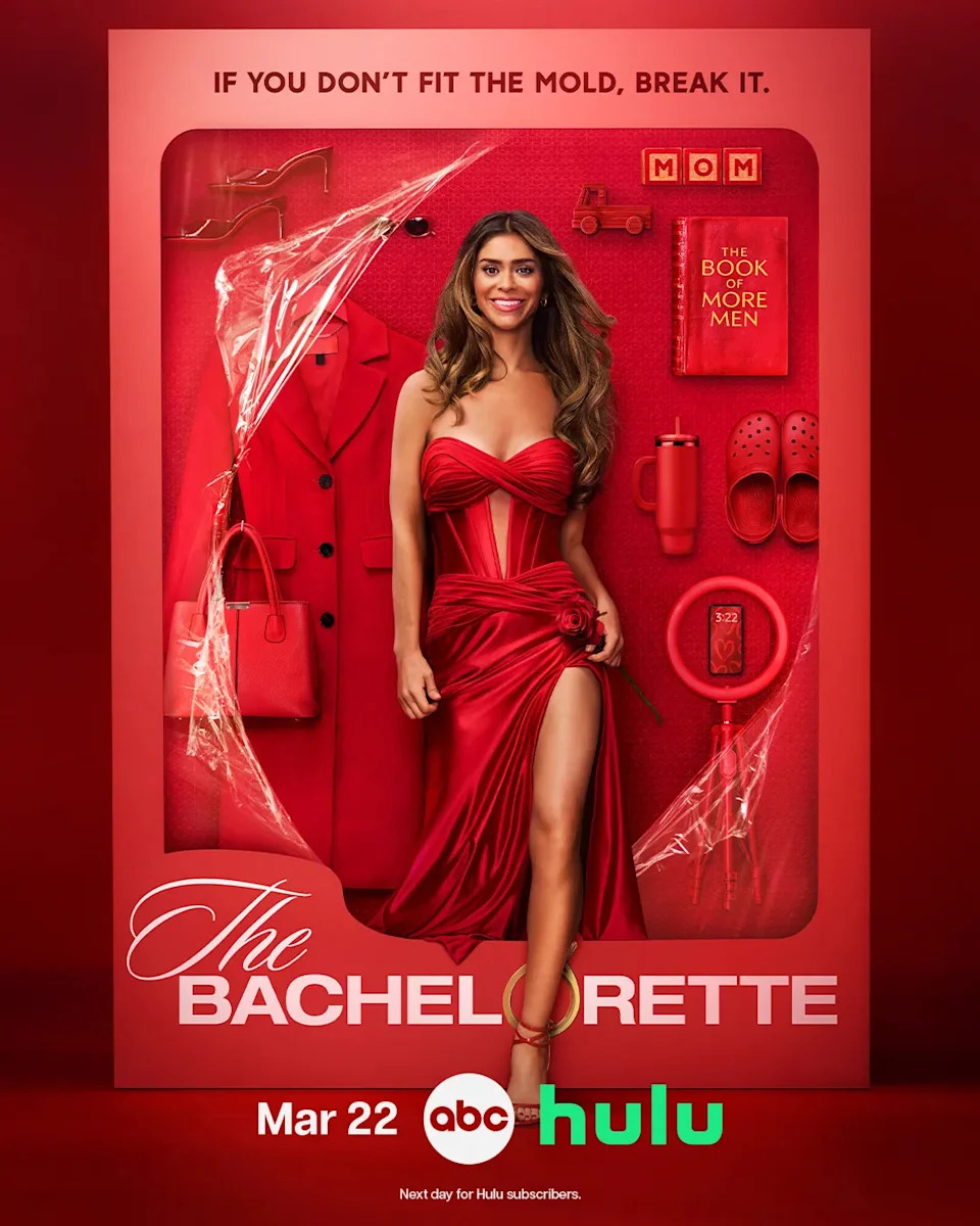 Taylor Frankie Paul breaks out of a Barbie-like box in an ad for The Bachelorette.
