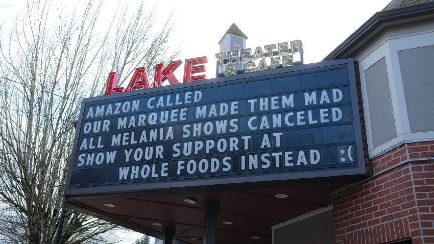 Lake Oswego theater loses rights to screen ‘Melania’ after marquee jokes Lake Oswego theater loses rights to screen ‘Melania’ after marquee jokes