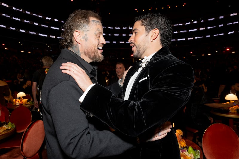 Jelly Roll and Bad Bunny at the 68th GRAMMY Awards on February 01, 2026 in Los Angeles, California.