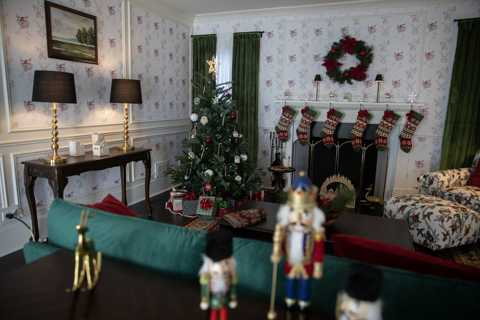Home Alone house interior dressed for Christmas