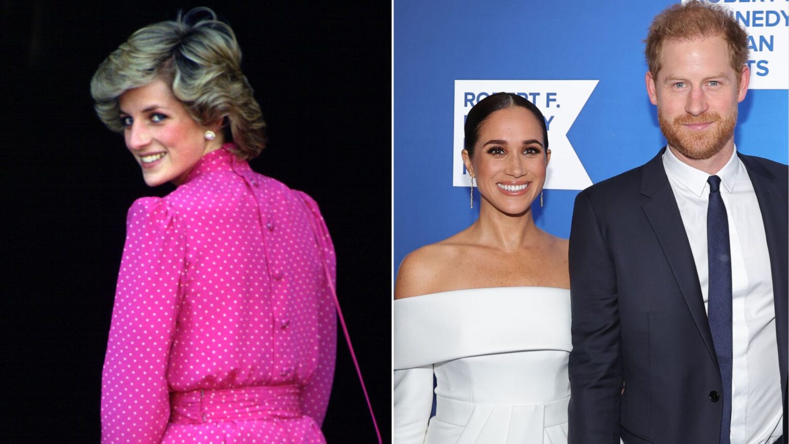 Princess Diana visits Rome in Italy wearing a bright pink dress and Meghan Markle and Prince Harry attend the 2022 Robert F. Kennedy Human Rights Ripple of Hope Gala